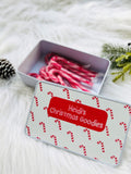 Personalised Candy Cane Christmas Tin