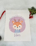 Cute Reindeer Christmas Sack, Lilac