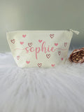 Hearts Personalised Make Up Bag