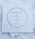 White and Grey Personalised Baby Keepsake Box