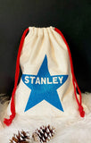 Personalised Sparkly Star Linen Christmas Sack