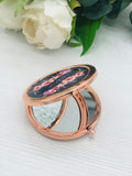 Personalised Navy and Pink Floral Compact Mirror