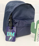 Navy Blue with Bright Blue Personalisation Luggage Tag