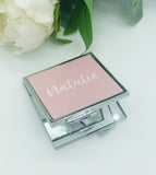 Personalised Pastel Rose Gold or Silver Frame Compact Mirror