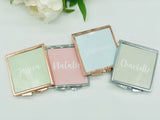 Personalised Pastel Rose Gold or Silver Frame Compact Mirror