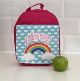 Rainbow on Blue Skies Personalised Lunch Bag and Water Bottle Set
