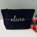 Navy Blue Personalised Make Up Bag