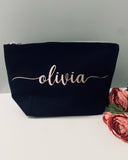 Navy Blue Personalised Make Up Bag
