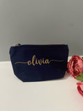 Navy Blue Personalised Make Up Bag