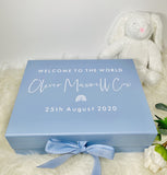 Welcome to the World Baby Blue Gift Box