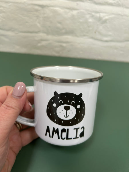 Cute Bear Personalised Enamel Mug