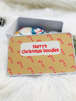 Personalised Candy Cane Christmas Tin