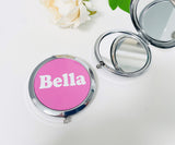 Pretty in Pink Personalised Silver Compact Mirror