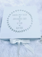 White and Grey Personalised Baby Keepsake Box