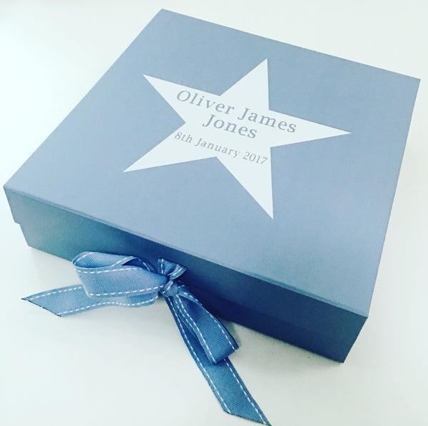 Personalised Blue Keepsake Box with White Star