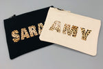 Personalised Leopard Print Zipped Bag