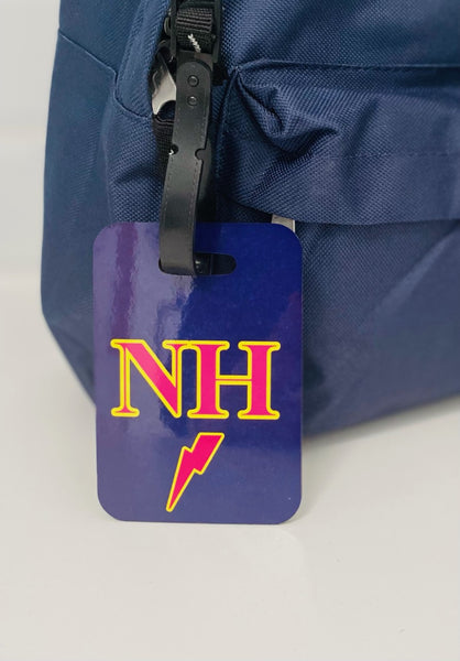 Navy Blue with Neon Pink Personalisation Luggage Tag