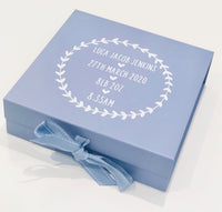 Personalised Blue Floral Newborn Keepsake Box