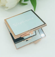 Personalised Pastel Rose Gold or Silver Frame Compact Mirror