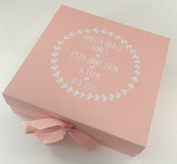 Personalised Pink Floral Newborn Keepsake Box