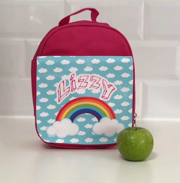 Personalised Rainbow and Blue Skies Lunch Bag