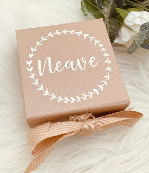 Rose Gold Personalised Gift Box with Floral Border