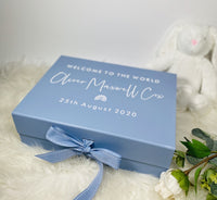 Welcome to the World Baby Blue Gift Box