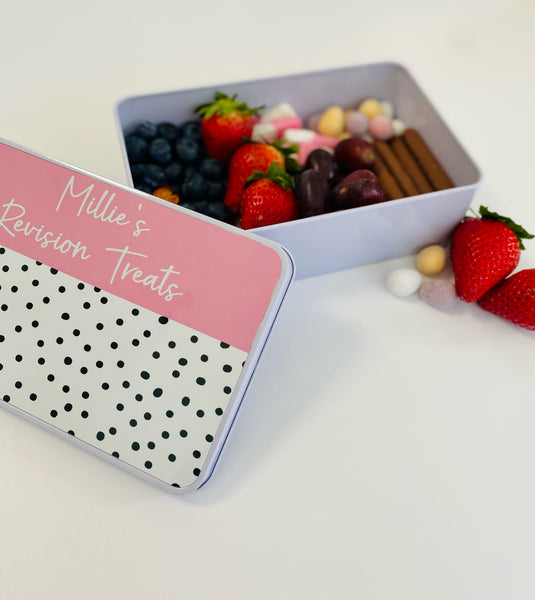 Pastel Spotty Personalised Revision Treats Tin