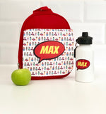 Superhero Personalised Lunch Bag and Water Bottle Set